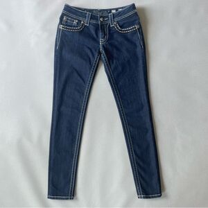 Miss Me Big Stitch Dark Wash Low Rise Skinny Denim Jeans Women’s Size 27